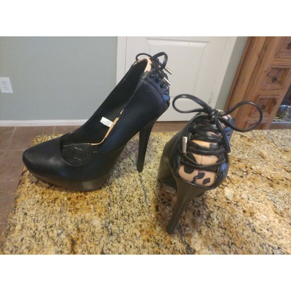 Betseyville Betsey Johnson Women's Retro Pinup Lace Up Bow Heels 7.5M CUTE NEW - Picture 1 of 10